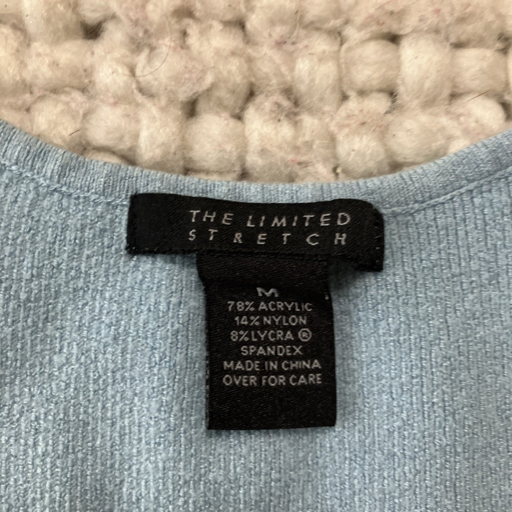 Y2K The Limited Ribbed Tank Top Deep V Blue Medium Preppy Academia‎ - Picture 10 of 10